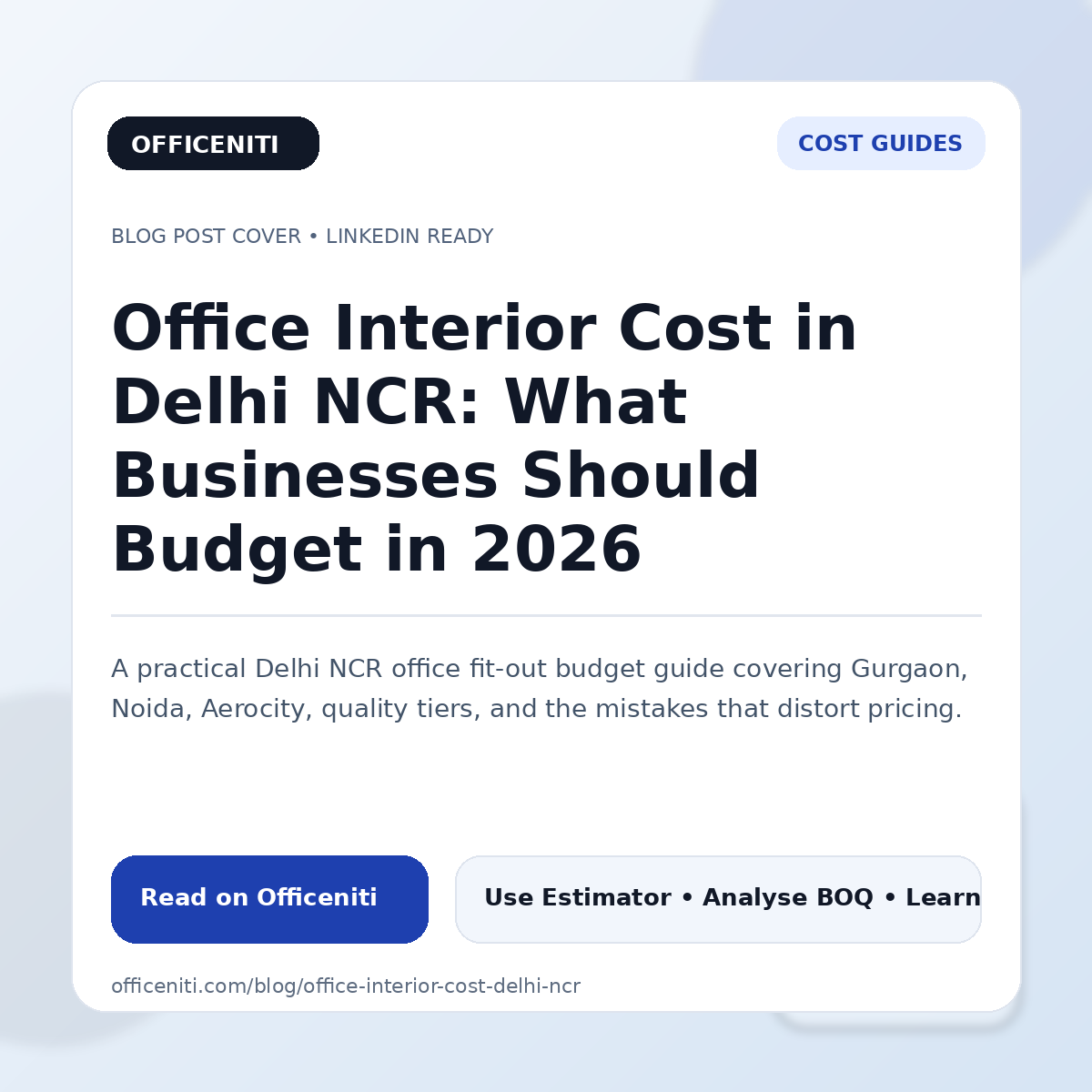 Office Interior Cost in Delhi NCR: What Businesses Should Budget in 2026